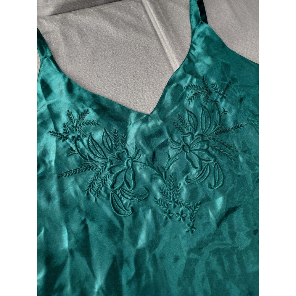 Vtg Y2K Erika Taylor Women's Intimates Slip Dress Nightgown Sz 1X Floral Emerald - Picture 5 of 11